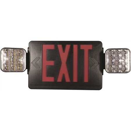 COMMERCIAL ELECTRIC Combo 14-Watt with NICAD 9.6-Volt Battery Integrated LED Black Exit Sign and Emergency Light EECBLEDRG120277